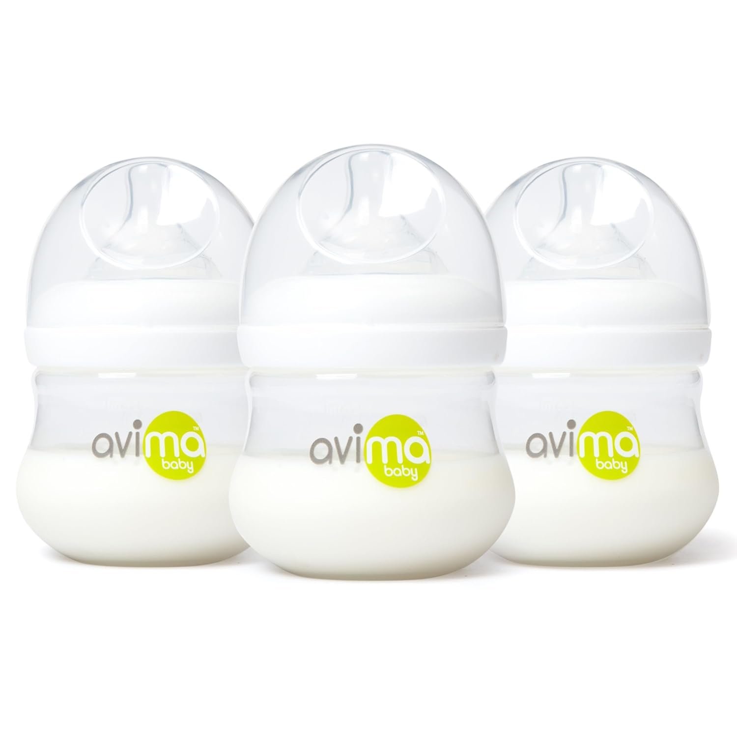 Avima Baby 4 oz Anti Colic Baby Bottles for Breastfed Babies – Slow Flow Nipples, Wide Neck Bottle, BPA Free – Newborn 0-3 Months, Stage 1 (Set of 3)