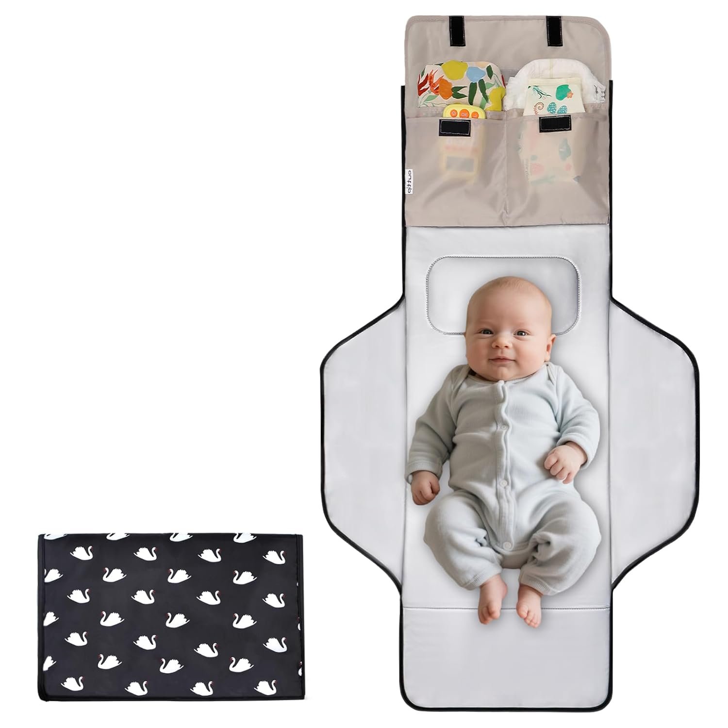 31″ X 24.2″ Extra Large Lightweight Toddler Diaper Changing Pad with Storage Pockets, Waterproof Foldable Baby Changing Mat Wipeable, Portable Changer for Baby, Diaper Bag, Stroller, Car, Travel