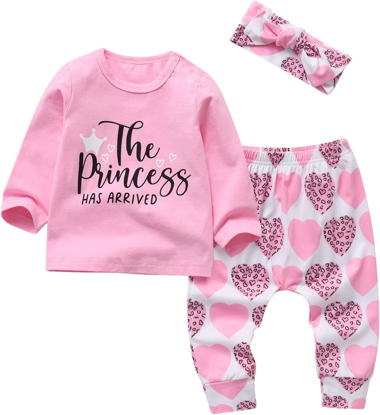 KuKitty 3Pcs Baby Girl Outfits Set Long Sleeve T-Shirt Tops Flowers Pants with Headband