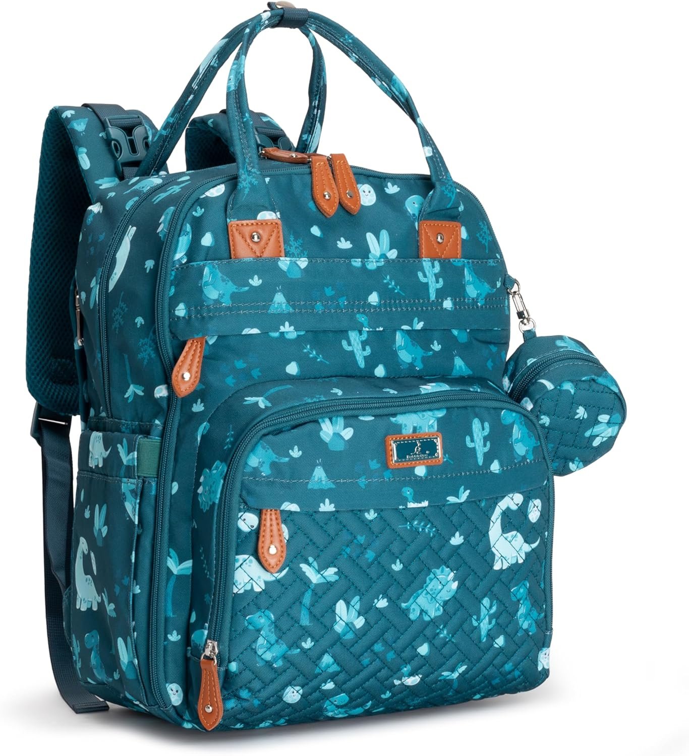 BabbleRoo Diaper Bag Backpack – Baby Essentials Travel Tote – Multi Function Water Resistant Diaper Bag, Travel Essentials Baby Bag with Changing Pad, Stroller Straps & Pacifier Case – Unisex, Dino