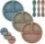 PandaEar Baby Feeding Set, 3 Pack Toddler Plates with 3 Spoons, 100% Silicone Divided Suction Plate for Babies, BPA-Free, Dishwasher and Microwave Safe -Blue/Red/Brown