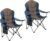 2 Pack Folding Camping Chairs for Adults – High Back Padded Portable Outdoor Lawn Chairs 400lbs Capacity, Adjustable Armrests – Lightweight Camp Chairs Set (Blue & Brown)